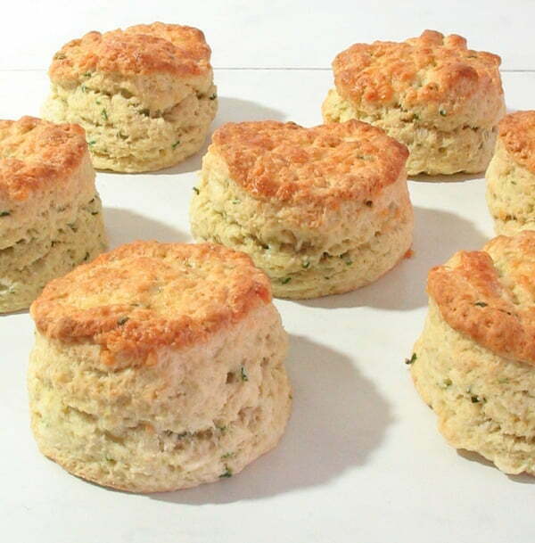 Cheese and Chive Scones Recipe - Light and flaky cheddar cheese scones, best served warm!