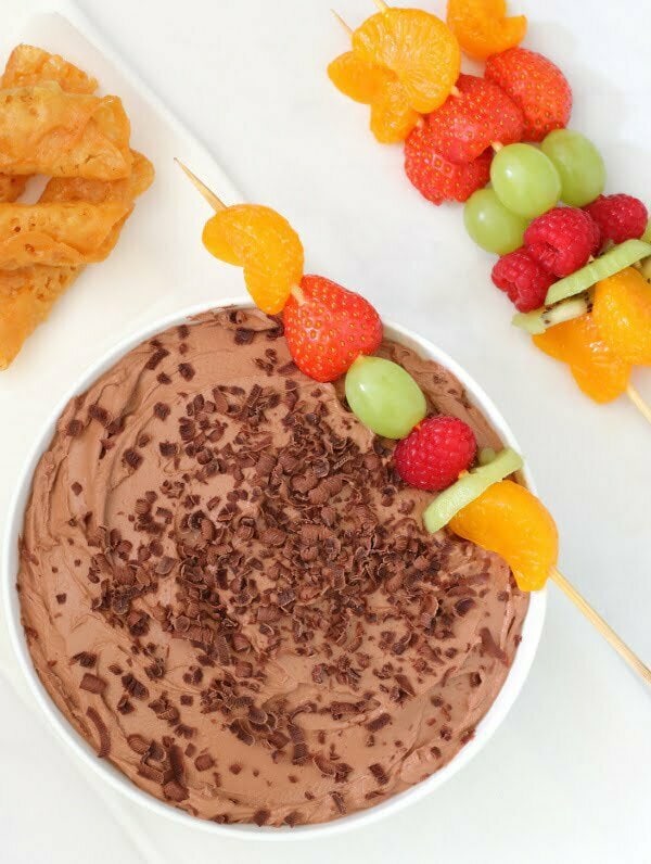 Chocolate Fruit Dip Recipe - Only three ingredients to make this thick, creamy (& healthy) fruit dip!