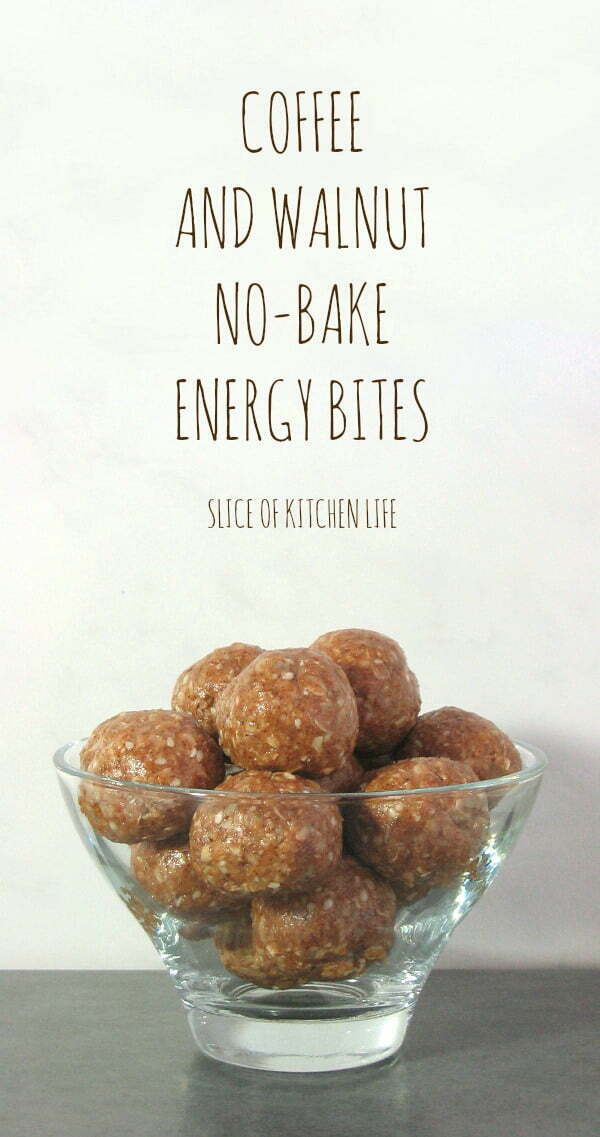 Coffee and Walnut No-Bake Energy Bites - These delicious fudgy bites make a perfect healthy snack | sliceofkitchenlife.com