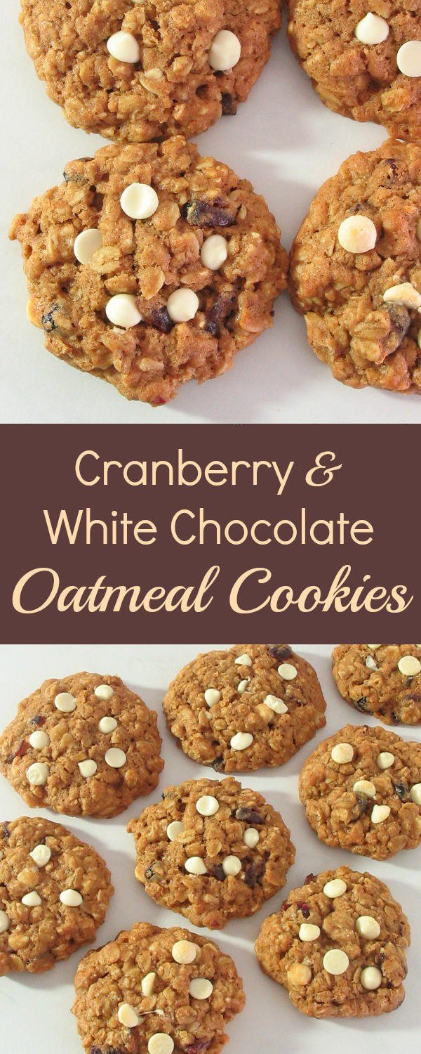 Cranberry & White Chocolate Oatmeal Cookies - Soft baked cookies, no mixer required! | sliceofkitchenlife.com