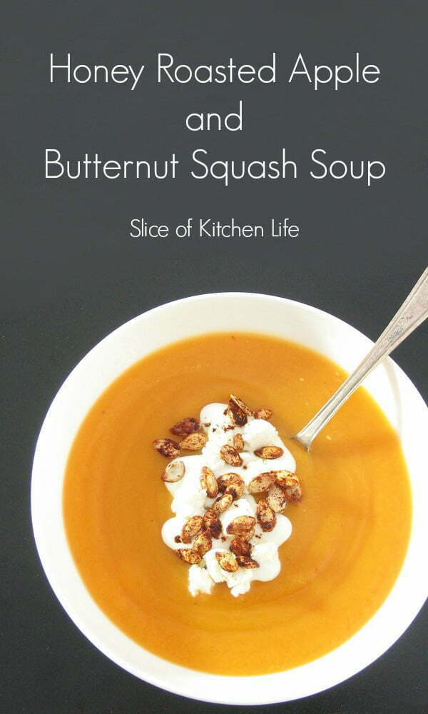 Honey Roasted Apple and Butternut Squash Soup - A creamy and comforting soup with a warming kick! | sliceofkitchenlife.com