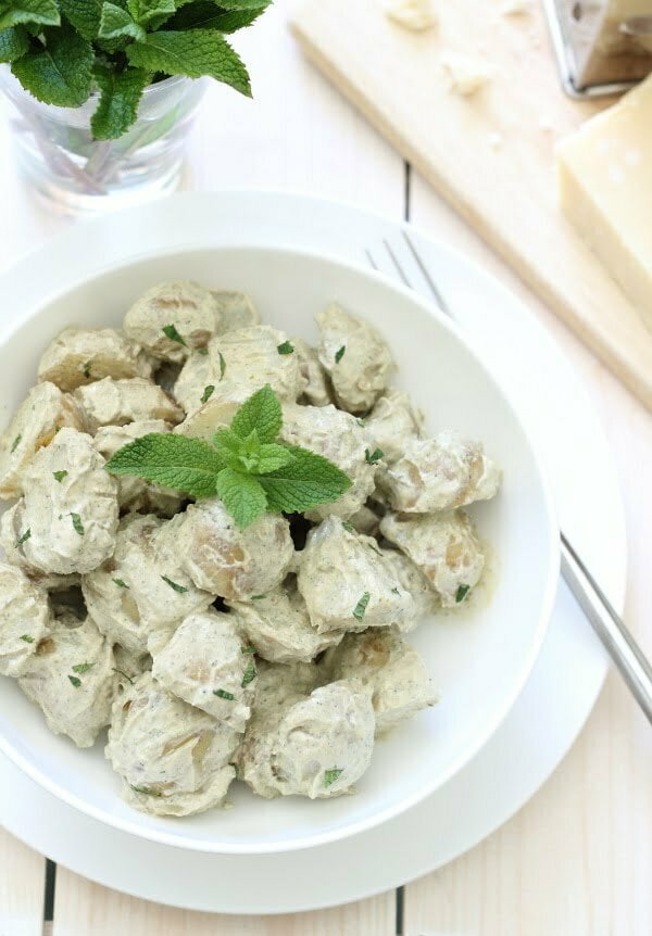 Potato Salad with Mint Pesto Recipe - A fresh twist on a classic summer side dish (no mayo!)