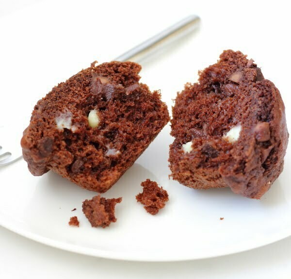 Triple Chocolate Muffins Recipe - Soft, fluffy and tender, lightly sweetened, and stuffed full of chocolate chunks! | sliceofkitchenlife.com