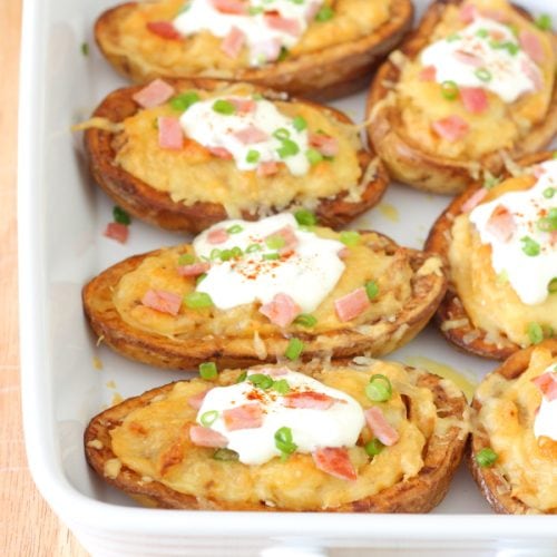 Twice-Baked Potato Skins with Chipotle, Garlic & Cheese - Slice of ...